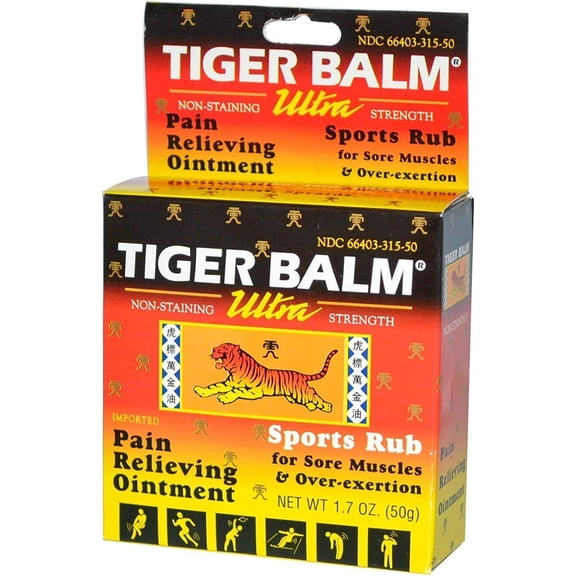 Tiger Balm Sport Rub Pain Relieving Ointment, Ultra Strength 1.70 oz Pack of 8
