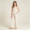 thumbnail image 2 of larppty Tween Girls 2 Piece Outfit Set Summer Fall Cherry Print Cami Top & Wide Leg Pants with Pockets (White,14-15 Years), 2 of 6