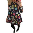 thumbnail image 1 of Fashnice Robe de Noël pour Dames Col Rond Mini Manches Longues Arbre de Noël Vacances Balançoire 1 3TG, 1 of 2
