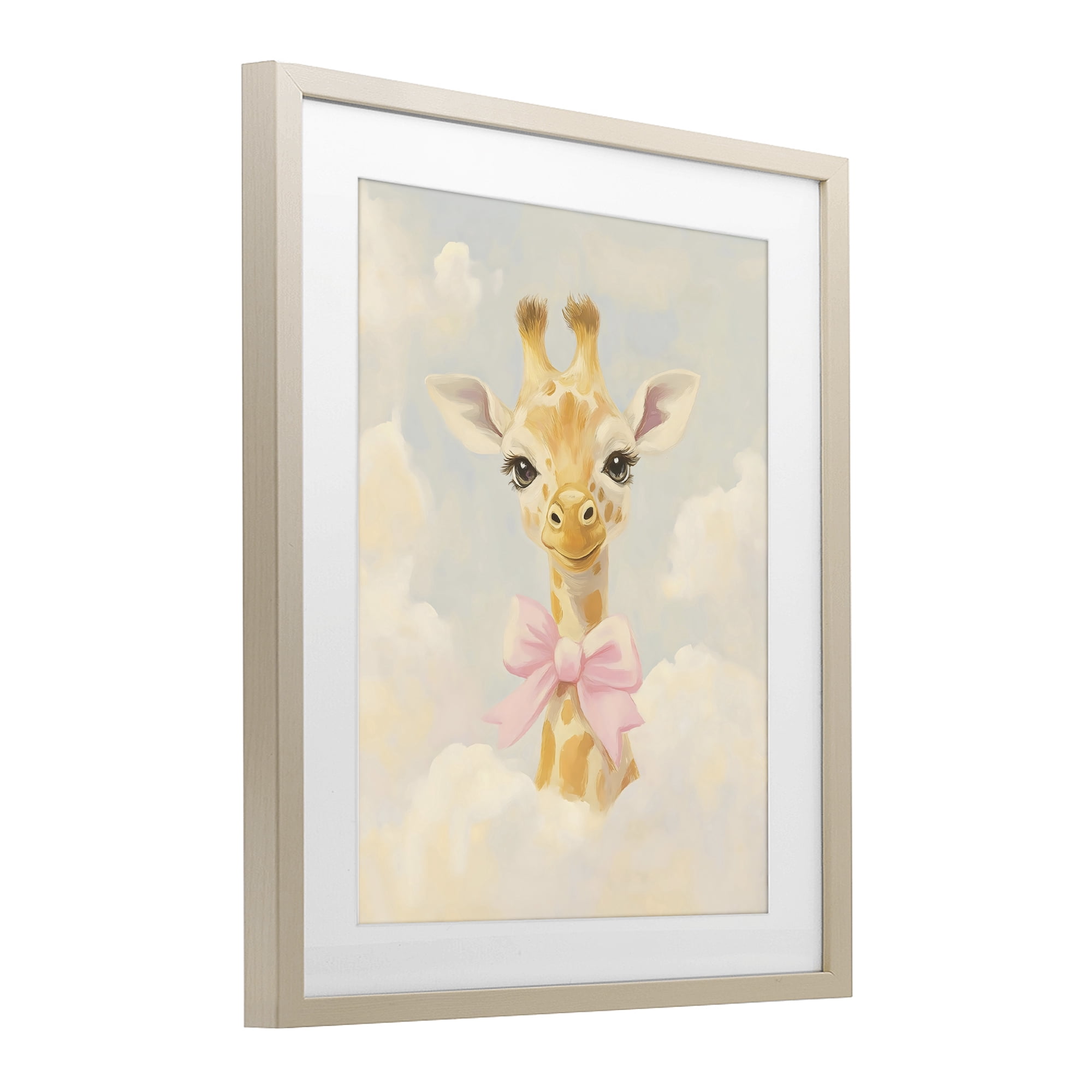 Stupell Industries Charming Giraffe In The Clouds Birch Framed Print Under Glass, design by The Prints Vibe
