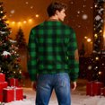 thumbnail image 6 of Wutalume Men's Christmas Zip Up Sweatshirt with Plaid Print and Stand Collar, Vintage Style Pullover Tops, Loose Fit Long Sleeve for Casual and Sports Wear,Dark Green XL, 6 of 7