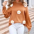 thumbnail image 2 of Nmnitkp Sweaters for Women Soft and Comfortable Women Long Sleeve Large Round-Neck Button Down Sweater Casual Ribbed Loose Knit Sweater Casual Relaxed Fit Pullover Jumper, 2 of 8