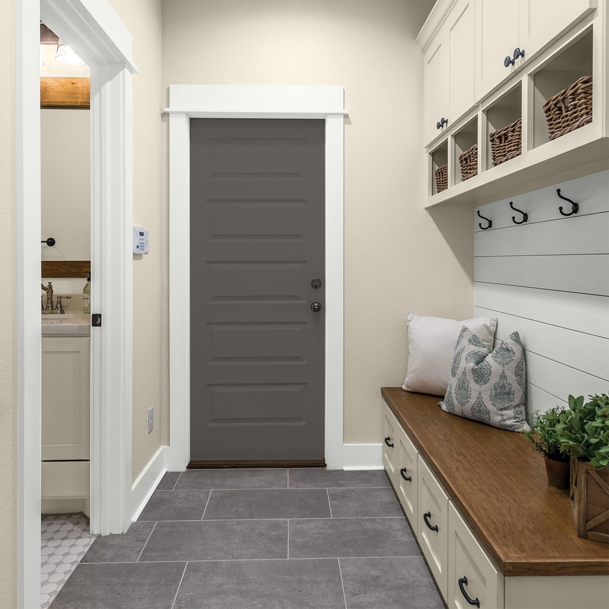 Glidden One Coat Stone's Throw / Gray Semi-Gloss Interior Paint with Primer, 1 Gallon