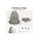 thumbnail image 3 of Bolsas Mochilas Escolares De Mujer Bolso Antirrobo 2 piezas Moda CAQUI, 3 of 5