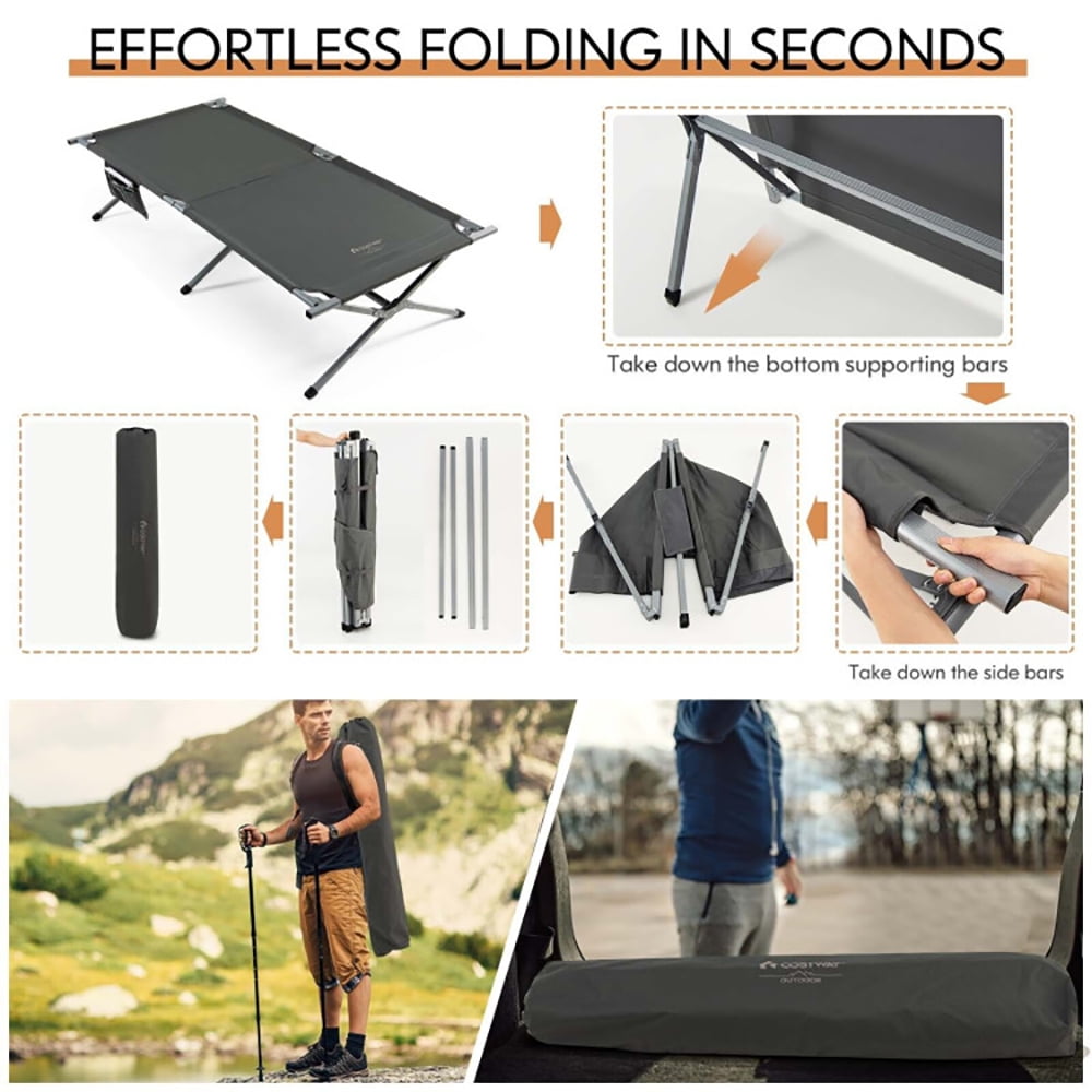 Aimee Lii Extra Wide Folding Camping Bed with Carry Bag and Storage Bag, Outdoor Portable Camping Bed for Sleeping Hiking Travel, Gray Aimee Lii Extra Wide Folding Camping Bed with Carry Bag and Storage Bag, Outdoor Portable Camping Bed for Sleeping Hiking Travel, Gray