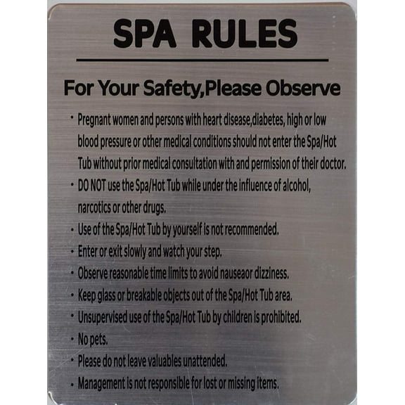 SPA Rules Sign (Silver, Rust Free Aluminium 8X12)