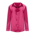 thumbnail image 5 of Frostluinai Womens Satin Button Down Shirt Casual Dressy Long Sleeve Tops V Neck Loose Blouse Solid Business Work Tunic Shirts Gifts, 5 of 9