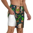 thumbnail image 2 of Sigee Cute Hedgehogs Cactus Blue Print Mens Swim Trunks with Compression Liner Quick Dry Swim Stretch Beach Shorts with Pockets,S-3XL, 2 of 7
