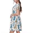 thumbnail image 2 of Honeii Robe à Manches Courtes pour Femmes avec Imprimé de Chien Caniche, Robe Décontractée Confortable, Mélange de Polyester Spandex Doux, Tenue Quotidienne Élégante pour l'Été, Parfaite pour les Voyages et les Vacances, 2 of 6