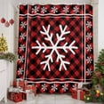 thumbnail image 2 of Winter Snowflake Christmas Red Buffalo Lattice Shower Curtain for Bathroom, Retro Black Plaid White Shadow Waterproof Shower Curtains Washable Quick Dry with Hooks Bathtub Curtains 36x72IN, 2 of 9