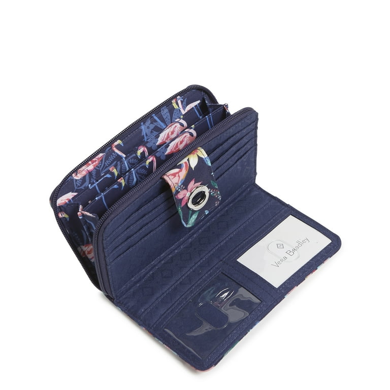 Vera Bradley Women's Cotton RFID Turnlock Wallet Flamingo Garden