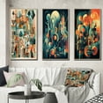 thumbnail image 1 of Designart "Mid Century Innovations Green and Orange II" Modern Midcentury Framed Wall Art Set Of 3 - Green Midcentury Frame Canvas Set For Living Room Decor, 1 of 6