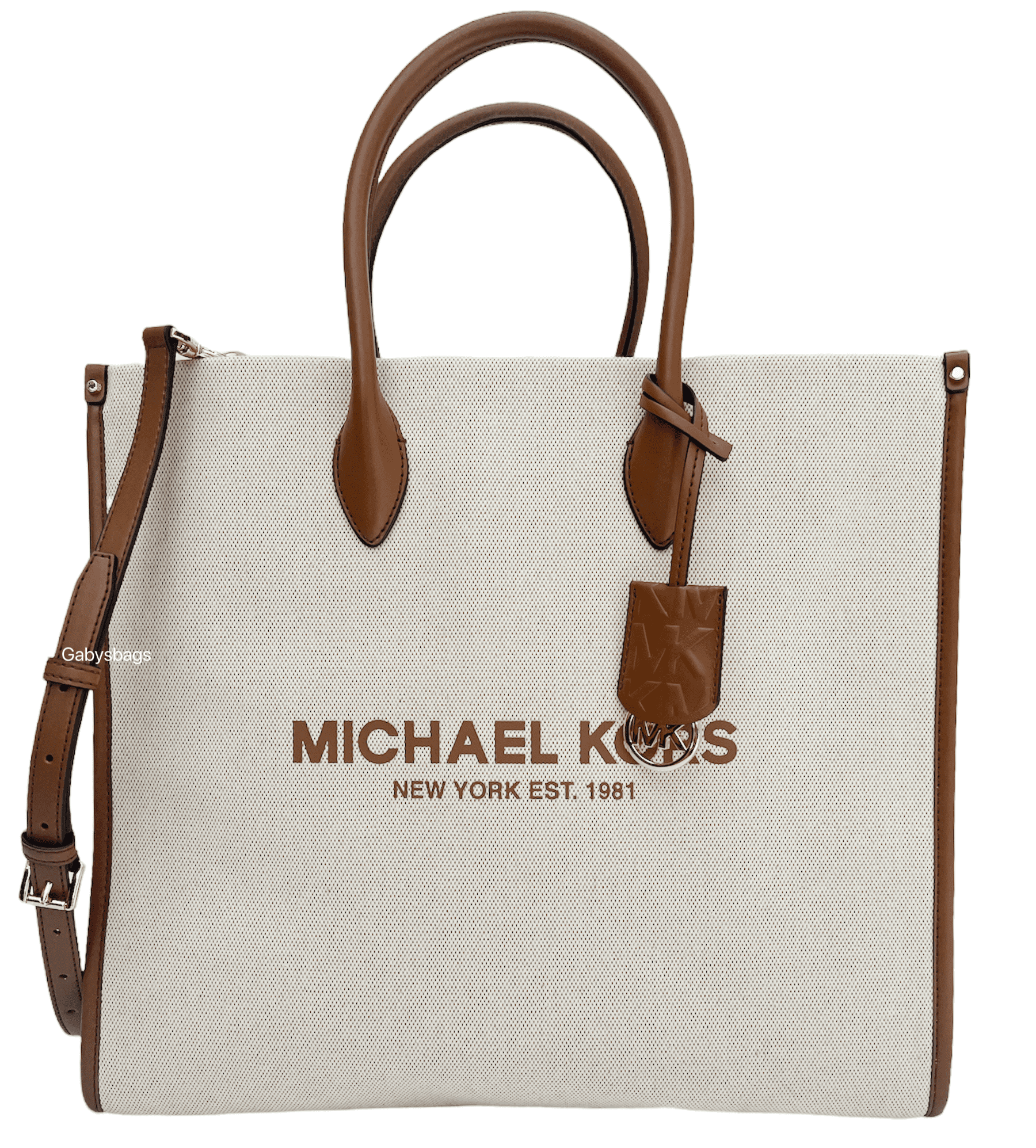 Michael Kors Mirella Large Logo Jacquard Tote Crossbody Bag Grey