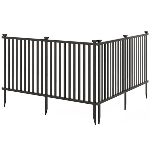 Demi Bonn 2-Pack 80x51'' Vinyl Picket Fence, PVC Garden Fence, Dig-Free Installation, Flexible Joint Design, Black