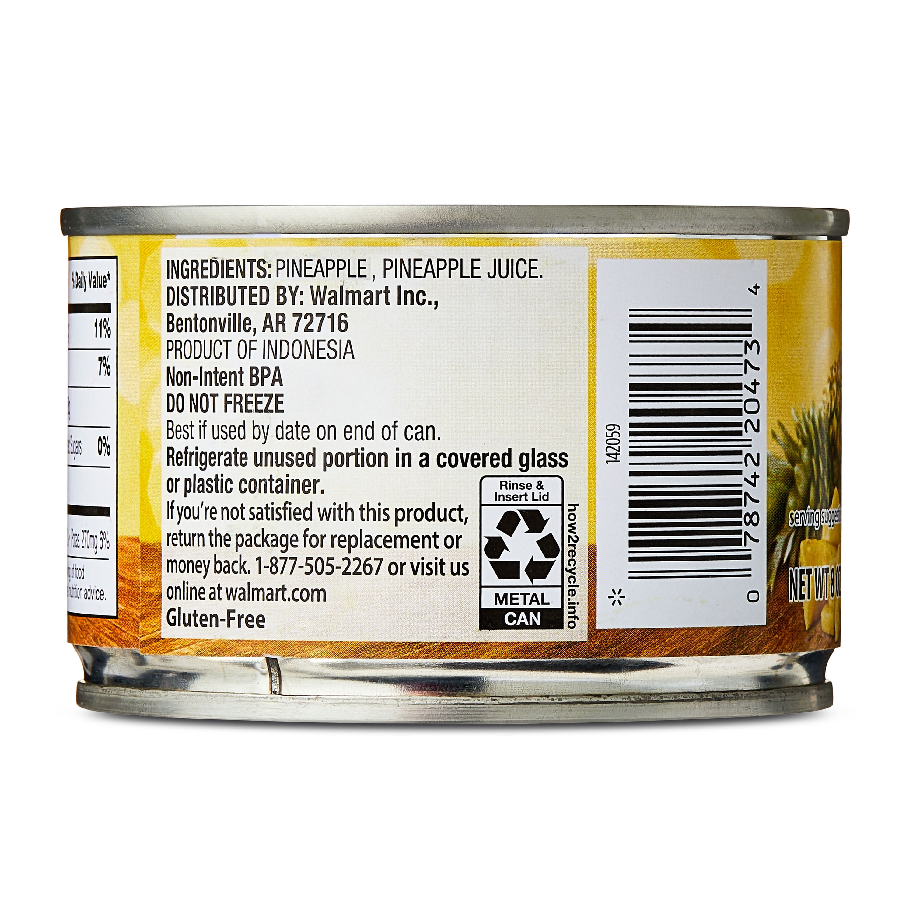 (24 pack) Great Value Canned Pineapple Tidbits, 8 oz