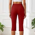thumbnail image 5 of Capri Pants for Women Summer Solid Slim Trousers Pocket Side Slit 7/8 Length Casual Womens Pants Red S, 5 of 6