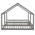 thumbnail image 6 of Bellemave Double Twin Bed for 2, Wood Double House Bed with Fence and Railings, Montessori Floor Beds Frame with Slats, No Box Spring Needed (Gray）, 6 of 8