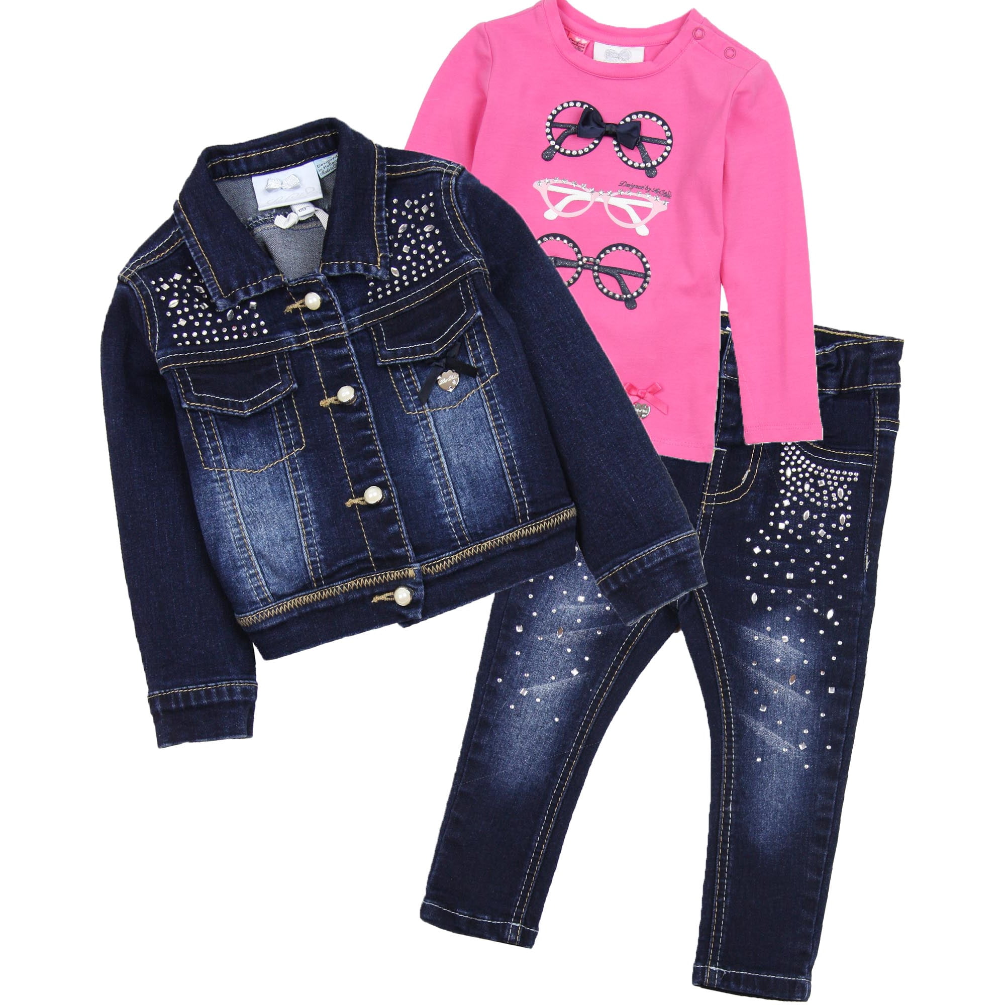 Leather In Chicago Le Chic Baby Girl s T Shirt Denim Jacket And Pants Set Sizes 12 24m 18m 86 Other