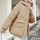 thumbnail image 4 of Parkas de manga larga para mujer, abrigo informal, cómodo, de manga larga, con cremallera y cordón, con capucha y bolsillo, con cordón, 4 of 4