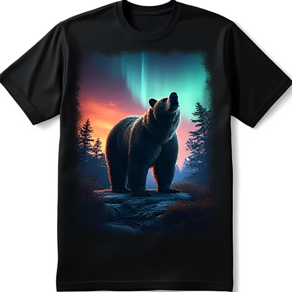 Majestic Bear Under Black T-Shirt for Nature Lovers