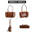 thumbnail image 4 of Spencer Women Lady Large Tote Bag Handbags PU Leather Hobo Shoulder Bags Top Handle Satchel Purse, Brown, 4 of 9