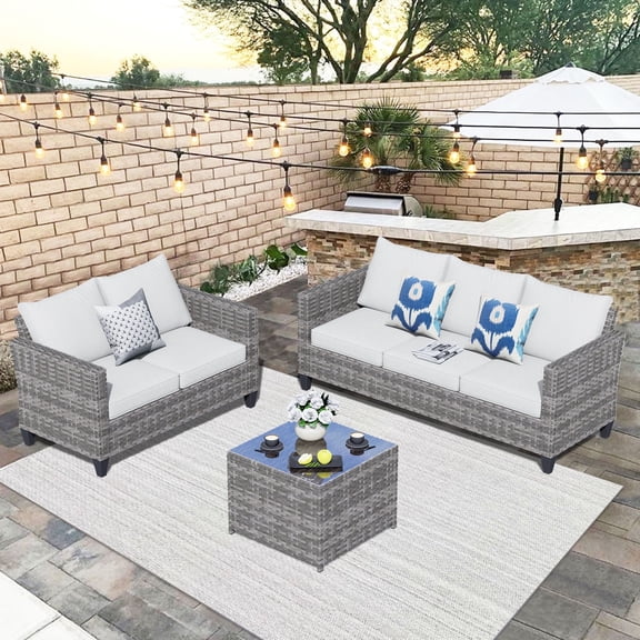 Ovios 5 Pieces Outdoor Patio Furniture All-Weather Sectional Sofa Loveseat for Lawn, Steel Frame