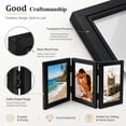 thumbnail image 6 of Tabletop Picture Frame Wood Trifold Hinged Photo Frame with 3 Openings, Table decor Family Picture Collage, with Real Glass 4" x 6" Black, 6 of 7