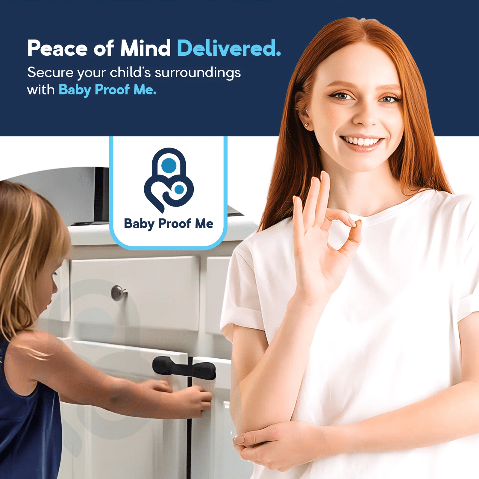 Baby Proof Me Child Safety Locks, Adjustable Cabinet Locks for Baby Proofing, Black, 12-Pack