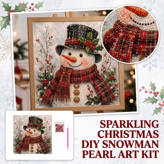 DIY Christmas Diamond Art Kits for Adults Christmas Decorations Home Wall Decor Art Craft Kit Holiday Christmas Wall Decor Handmade Home Decoration Gift (Snowman B, 11.8 x 15.7in)