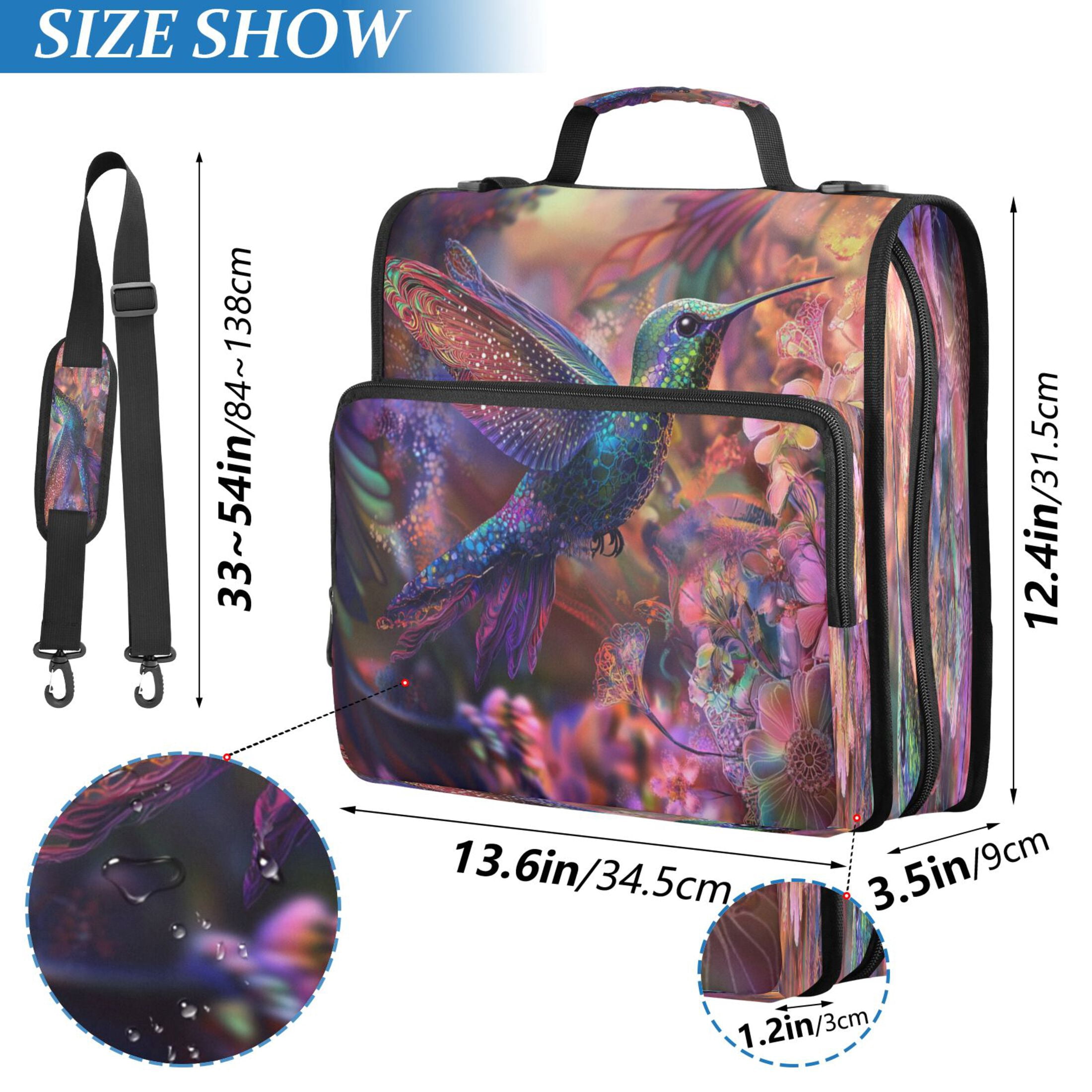 YAZAOO Zipper Binder trapper keeper Documents Organized Design Galactic Hummingbird Dance Printed