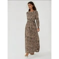 thumbnail image 4 of Printed Crew Neck Maxi Dress with Belt, 4 of 7