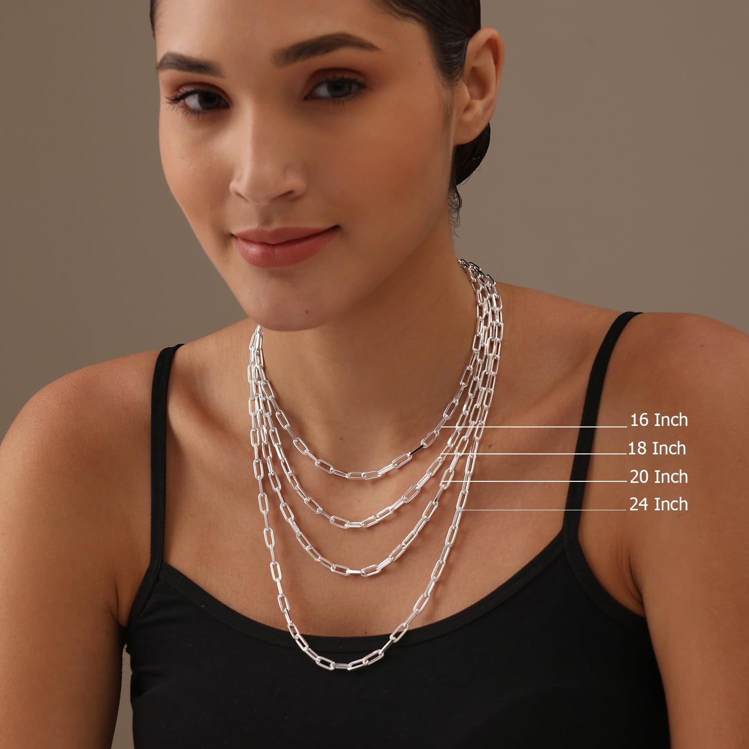 LeCalla 925 Sterling Silver Chain Necklace for Womens, Lightweight 3MM Italian PaperClip Link Chain Necklace 16" Inch Jewelry Gifts for Women