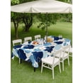 thumbnail image 3 of Navy Blue Geometric Moroccan Outdoor Tablecloth - 60x120 Inch Rectangle Dining Table Cover, Abstract Art Blue Ombre Modern Waterproof Outdoor Table Cloth with Umbrella Hole & Zipper for Picnic/Patio, 3 of 7