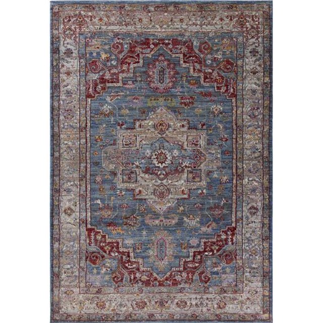 HomeRoots 352920 5 ft. 3 in. x 7 ft. 7 in. Polyester Blue & Grey Area Rug