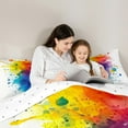 thumbnail image 5 of Manfei Art Watercolor Queen Comforter Set for Kid, Colorful Splash Splatter Bedding Comforter Set, Modern Fashion Abstract Reversible Bedding Set, Breathable Home Decor, 3pcs, 5 of 8