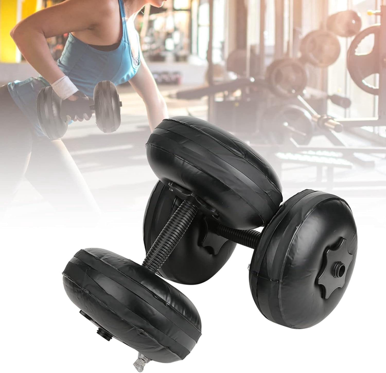 Adjustable Water-Filled Dumbbells Set 8-10kg, Portable PVC Travel Fitness Dumbbells for Workout, Yoga, Body Toning and Home Gym