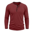 thumbnail image 2 of 100% Cotton Mens Casual T-Shirt Slim Fit Basic Henley Long Sleeve Shirts With Buttons Fashion Daily Wear Work Tops, 2 of 7