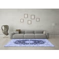thumbnail image 3 of Ahgly Company Machine Washable Indoor Round Medallion Blue Traditional Area Rugs, 4' Round, 3 of 4