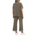 thumbnail image 4 of Textilo Womens 2 Piece Outfits Jogger Lounge Summer Sweatsuits Travel Short Sleeve T Shirt Comfortable Wide Leg Pants Set Khaki S, 4 of 6