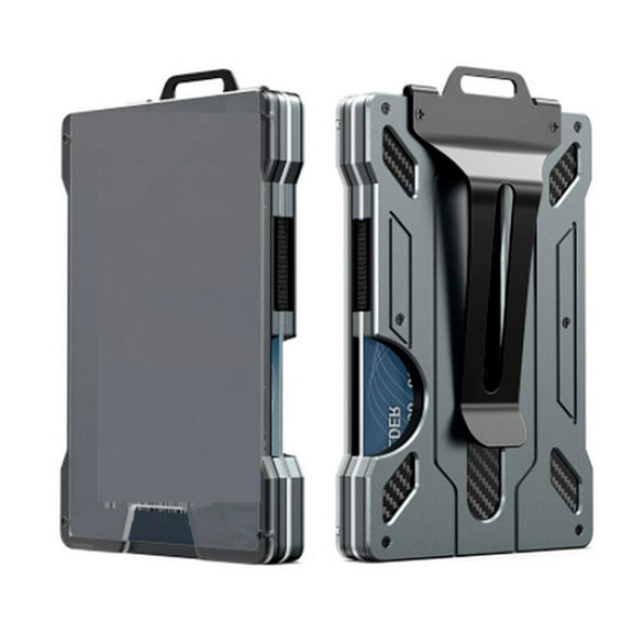Men's Wallet Ultra-thin Aluminum Alloy Money Clip Credit Card Clip Metal  Gray
