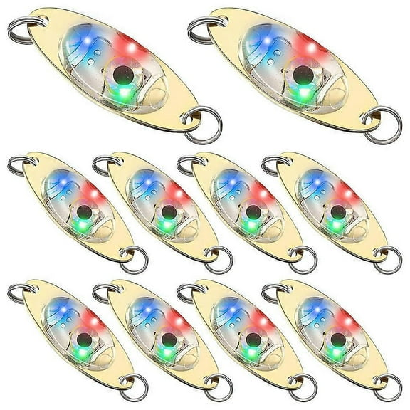 10 Pcs LED Fishing Lures Fishing Spoons Underwater Flasher Bass Halibut Flasher Trolling Deep Drop