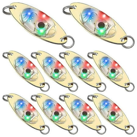10 Pcs LED Fishing Lures Fishing Spoons Underwater Flasher Bass Halibut Flasher Trolling Deep Drop