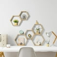 thumbnail image 4 of HexaHome 11.3” x 14.8” Rustic Floating Shelves 6-Tier Honeycomb Wood (6 Count), 4 of 7