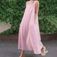 thumbnail image 2 of Summer Beach Dresses for Womens 2025 Plus Size Fashion Printed Sleeveless Round-Neck Ankle Dress, 2 of 5