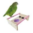 thumbnail image 4 of Soporte de percha para loros, de madera para pájaros con cuenco de agua para comida, taza de alimentación para jaula de pájaros Rosado jinwen Soporte para percha de loro, 4 of 8