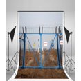thumbnail image 1 of YUSDECOR Danger Sign Backdrop 5x7ft Photography Backdrop Under Construction Iron Gauze Gate Photos Video Studio Props, 1 of 4