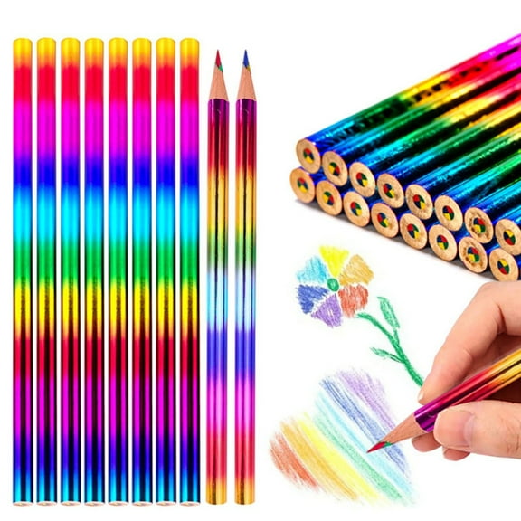 30 Pcs Rainbow Colored Pencils,Topboutique 4 Color in 1 Painting Pencils,Wooden Pencil,Multicolor Wood Pencils for Art Supplies/Christmas Gifts/Rewards & Creative Drawing Sketching