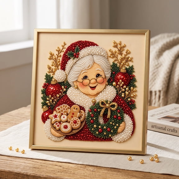 Christmas 5D Diamond Art Kit Full Drill Round Rhinestone Painting Set for Home Wall Decor Complete DIY Craft with Shiny Resin Beads Ideal Gift for Adults Beginners