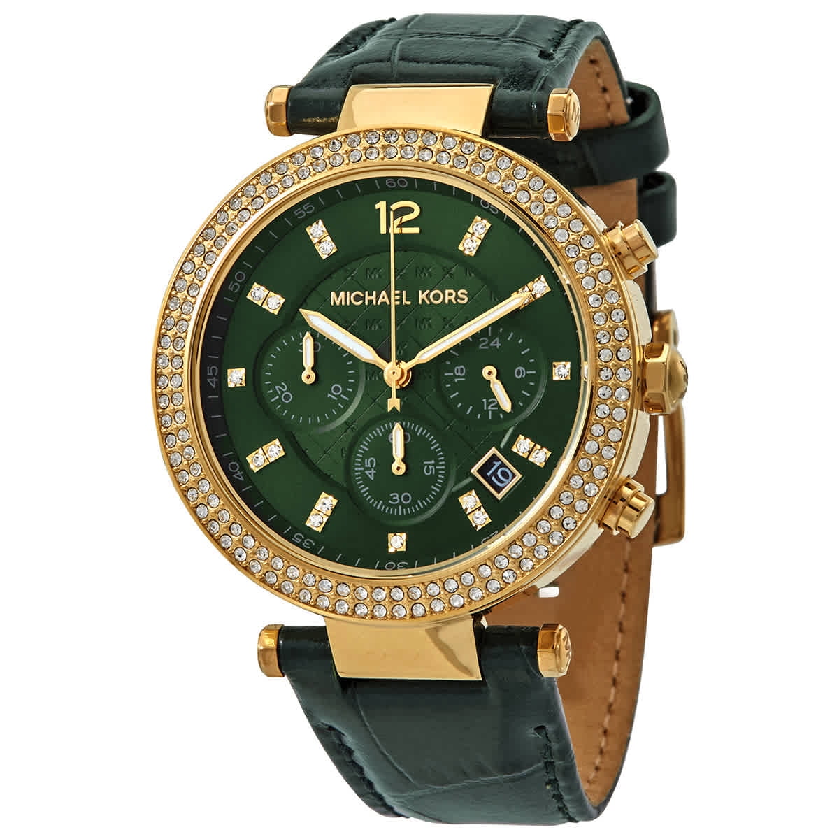 Michael Kors Parker Chronograph Quartz Crystal Green Dial Ladies Watch