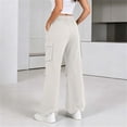 thumbnail image 6 of Gealkoca Womens Cargo Sweatpants Ruched High Waisted Sweat Pants Athletic Solid Color Casual Wide Leg Joggers Loose Fall Pants with Pockets, 6 of 7